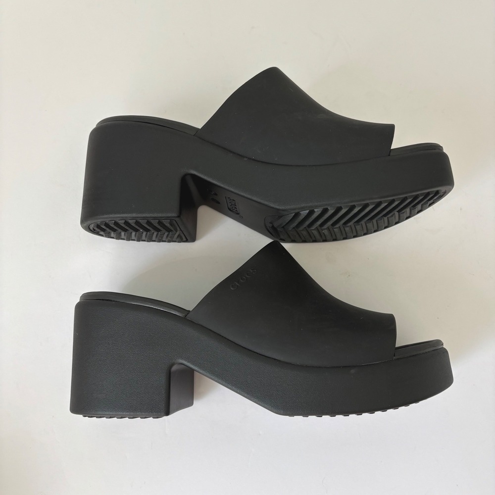 Crocs Brooklyn Platform Wedge Sandal Mules Slide Black Womens Size 8